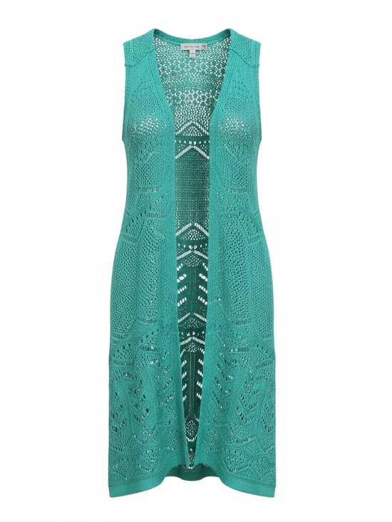 KEREN hart Other - Keren Hart Crochet Open-Front Vest in Teal Women’s S